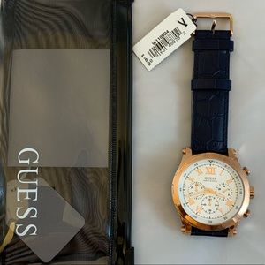 Guess Navy and Gold Watch NWT and Zip pouch